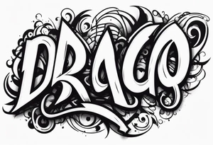 The word DRACO in Street graffiti style lettering tattoo idea
