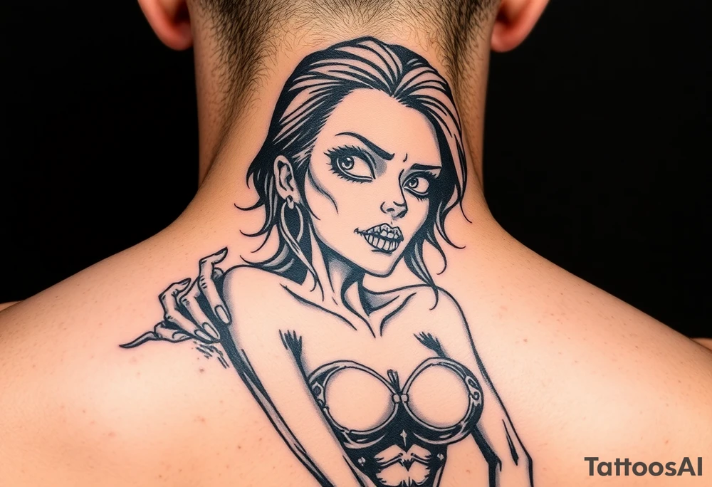 Zombie pinup girl tattoo idea