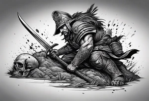 Warrior crawling from his grave tattoo idea
