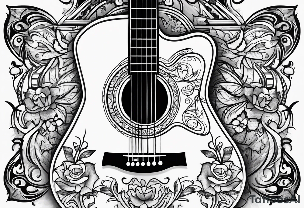 Acoustic guitar design tattoo idea