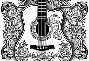 Acoustic guitar design tattoo idea