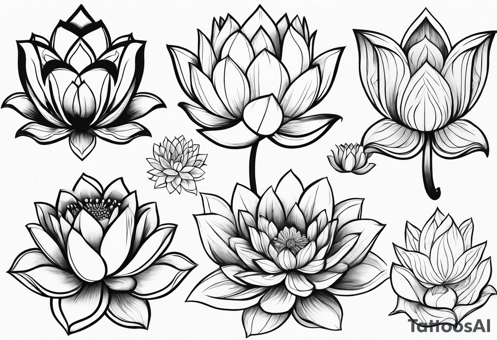Variety of lotus flowers flash sheet tattoo idea