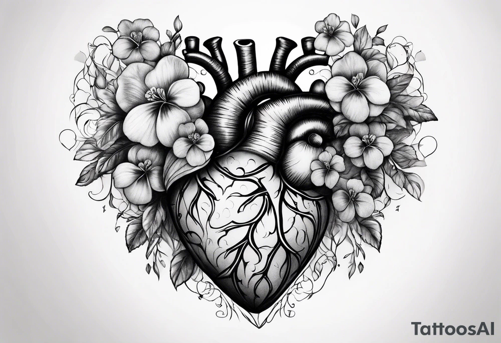 Heart made with violets tattoo idea