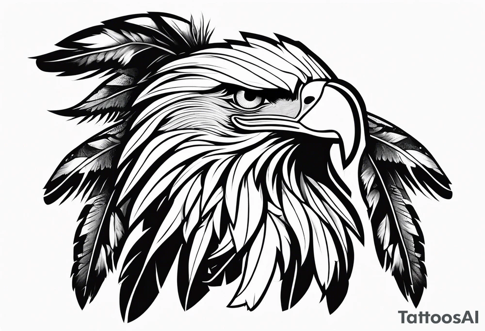 Eagle with native war bonnet tattoo idea