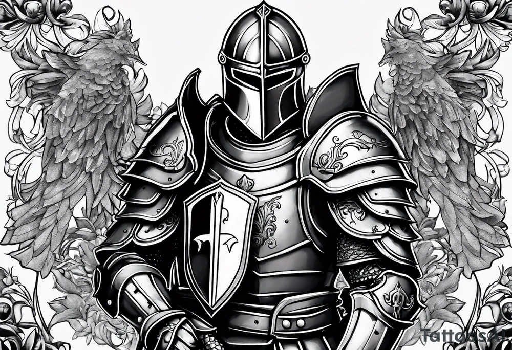 knight heavy armor surrounded tattoo idea
