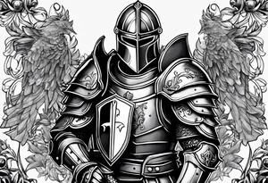 knight heavy armor surrounded tattoo idea