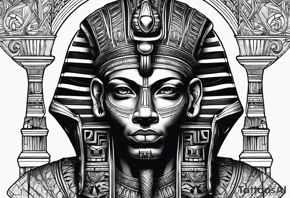 Black pharaoh skull tattoo idea