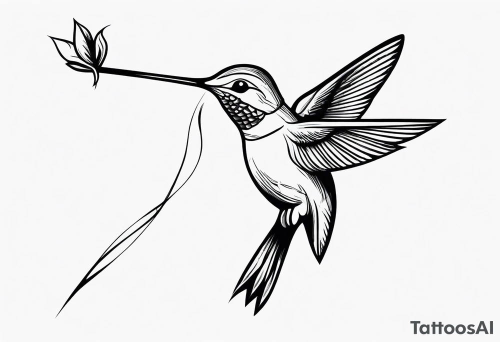 hummingbird holding a stick tattoo idea