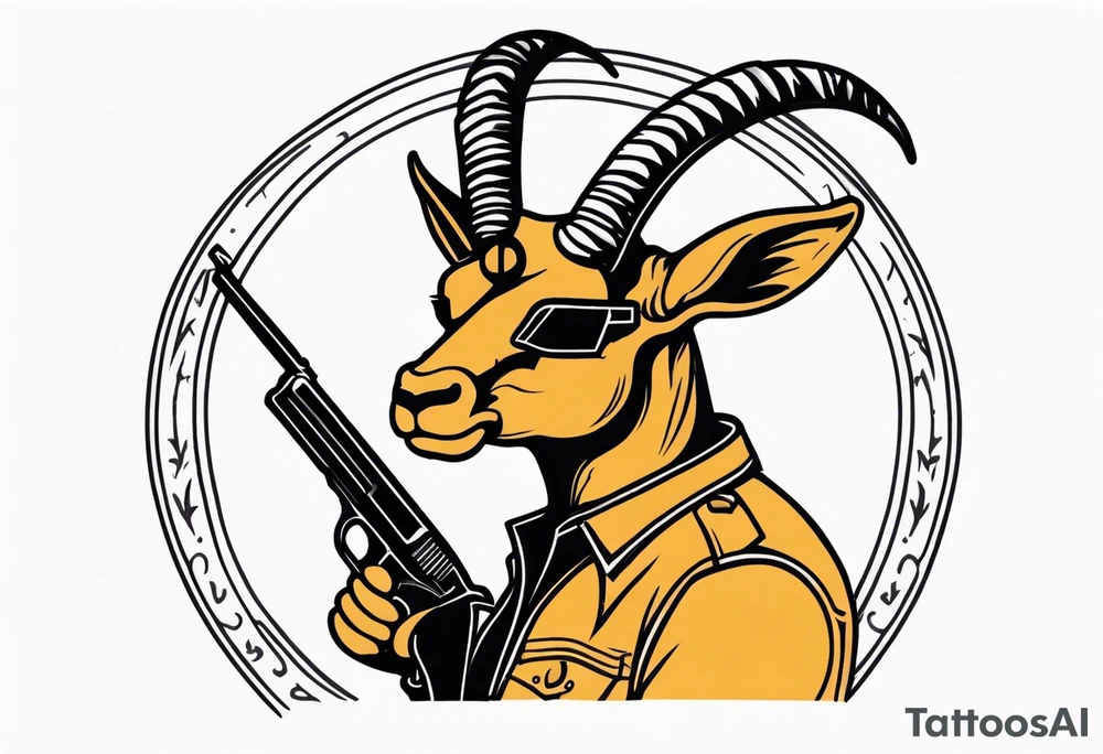 capricorn with sunglasses and gun tattoo idea