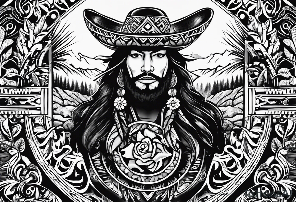 Mexican American inspired that incorporates being a father,  love for son and daughter with the importance of building wealth. Include elements of the Pacific Northwest Forrest on shoulder.
Sons name is Andres and Daughters name is Aliana tattoo idea