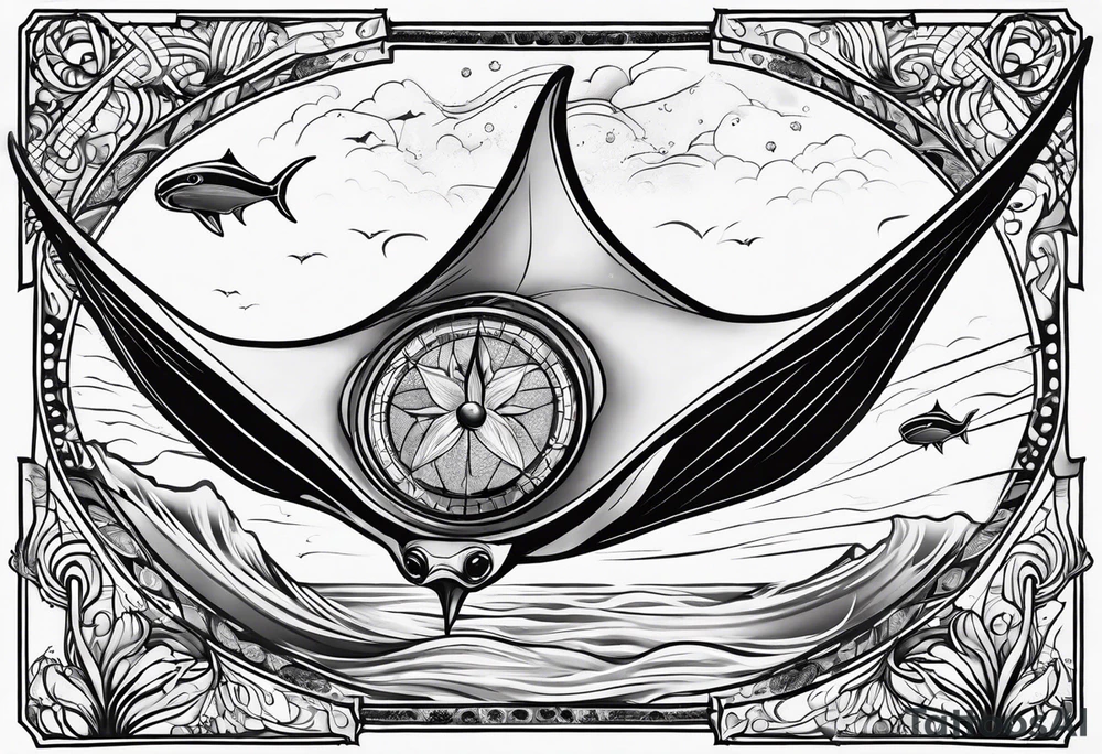 Manta ray swimming tattoo idea