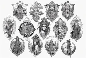 Norse god meili protecting seven wonders of world tattoo idea