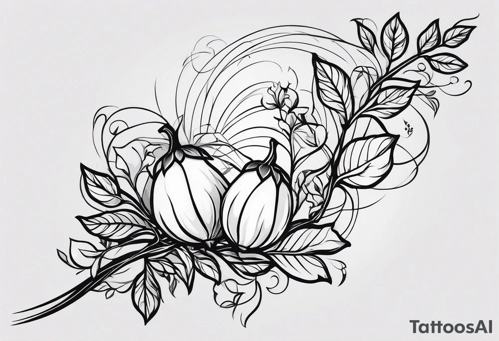 Elements: a simple north needle in the center, branches and leaves of the eggplant tree, and long wavy geometric lines on the outside
Location: Behind the upper arm of the left hand, about 6*20 cm spaces from the elbow to the shoulder tattoo idea