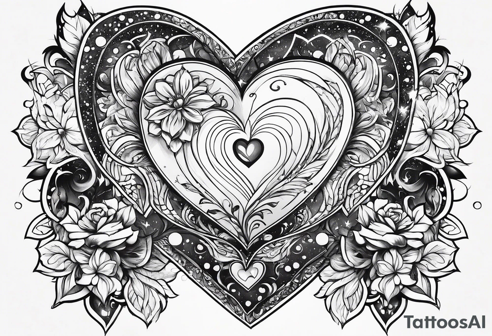 galaxy with hearts tattoo idea