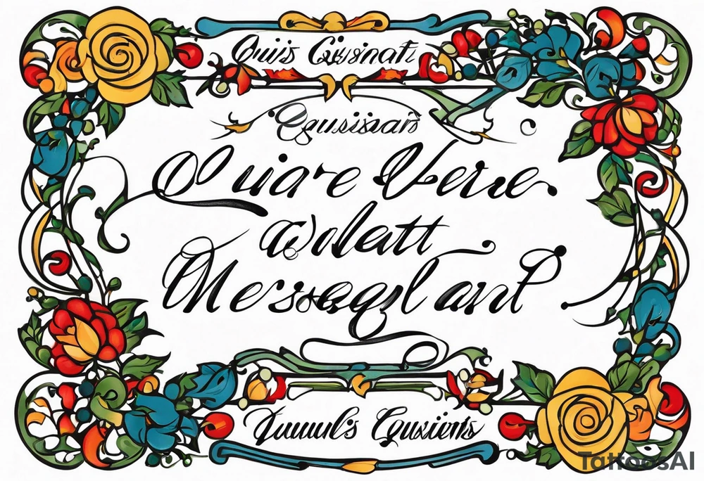 Script as an armband: "Quisquis amat valeat, pereat quid nescit amare, bis tanto pereat quisquis amare vetat" tattoo idea