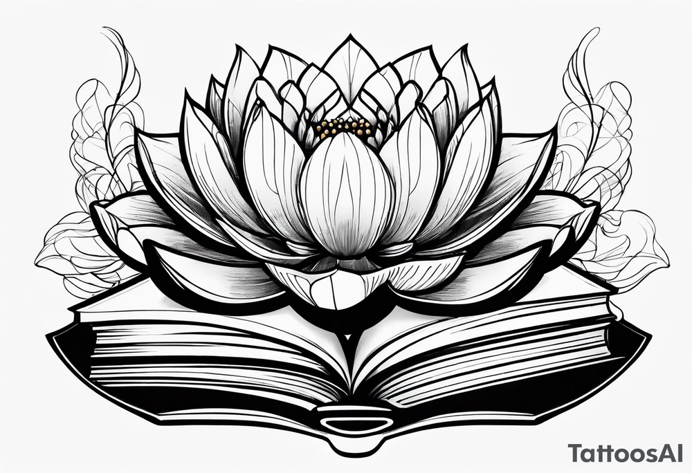 Lotus flower stack of books tattoo idea