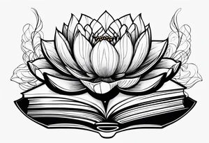 Lotus flower stack of books tattoo idea