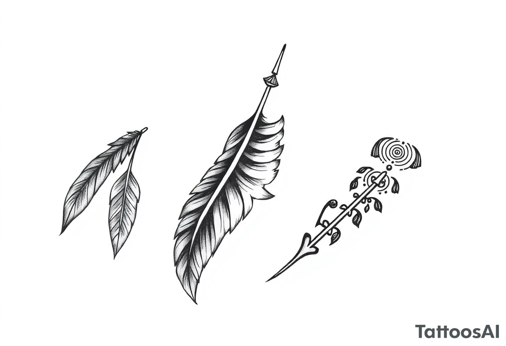spiritual feathers ornamental indian shaman rune tattoo idea