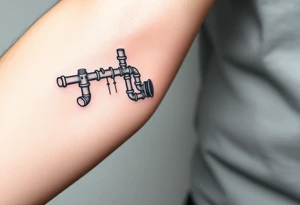 extremely detailed system of small plumbing pipes with each pipe ending without a curved pipe tattoo idea