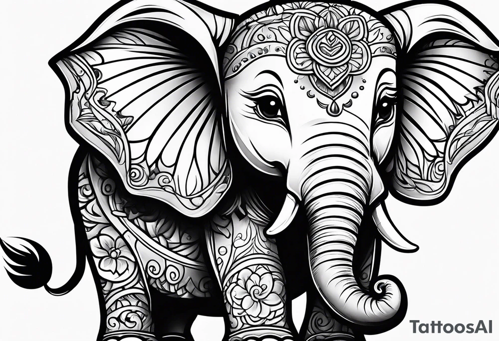 Cartoon baby elephant tattoo idea
