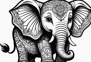 Cartoon baby elephant tattoo idea