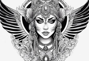 kali, alien goddess, valkrye, pirate, zenza, lotus, wing, pachamama, skull tattoo idea