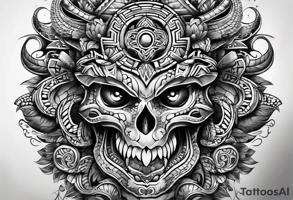 aztec snake sleeve tattoo idea