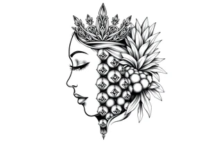 vagina and anus using a  pineapple with diamonds, magestic, crown, tattoo idea