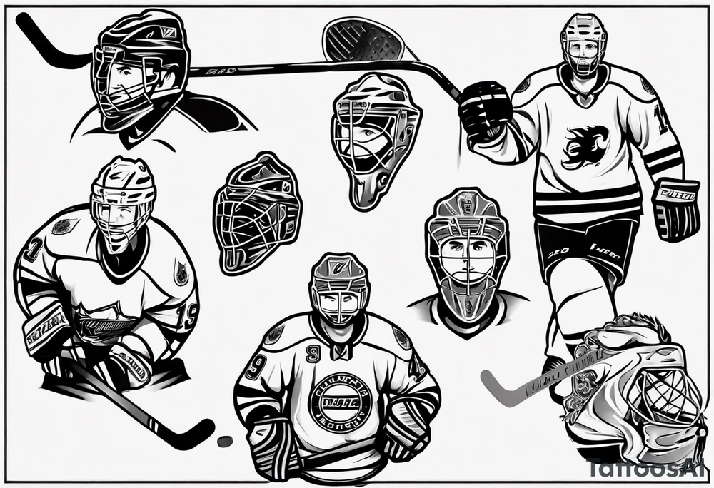 Hockey tattoo incorporating my children’s names in jerseys tattoo idea