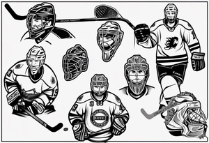 Hockey tattoo incorporating my children’s names in jerseys tattoo idea
