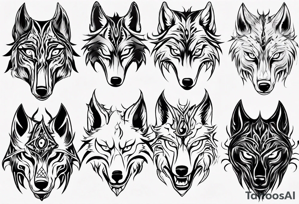 wolf with burning eyes tattoo idea
