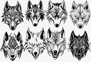wolf with burning eyes tattoo idea