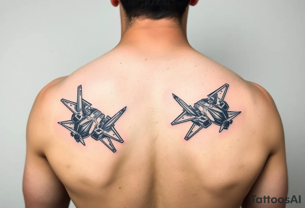 powerful majestic F22 Raptor jets all over the arm tattoo idea