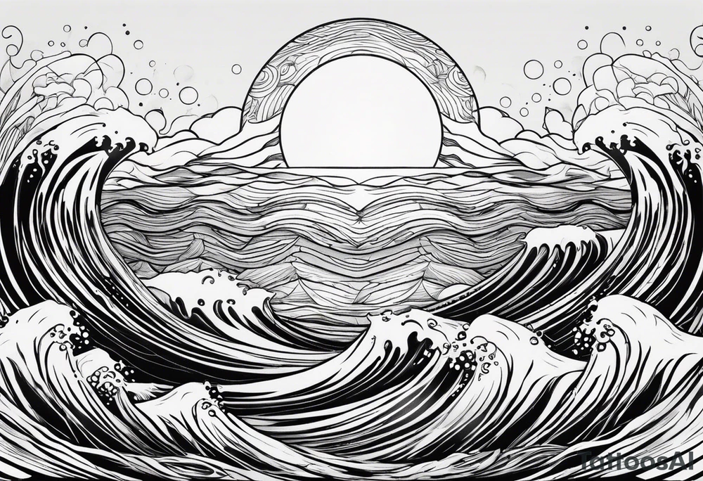I want a tattoo of the ocean in a circle with more waves tattoo idea