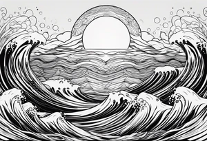 I want a tattoo of the ocean in a circle with more waves tattoo idea