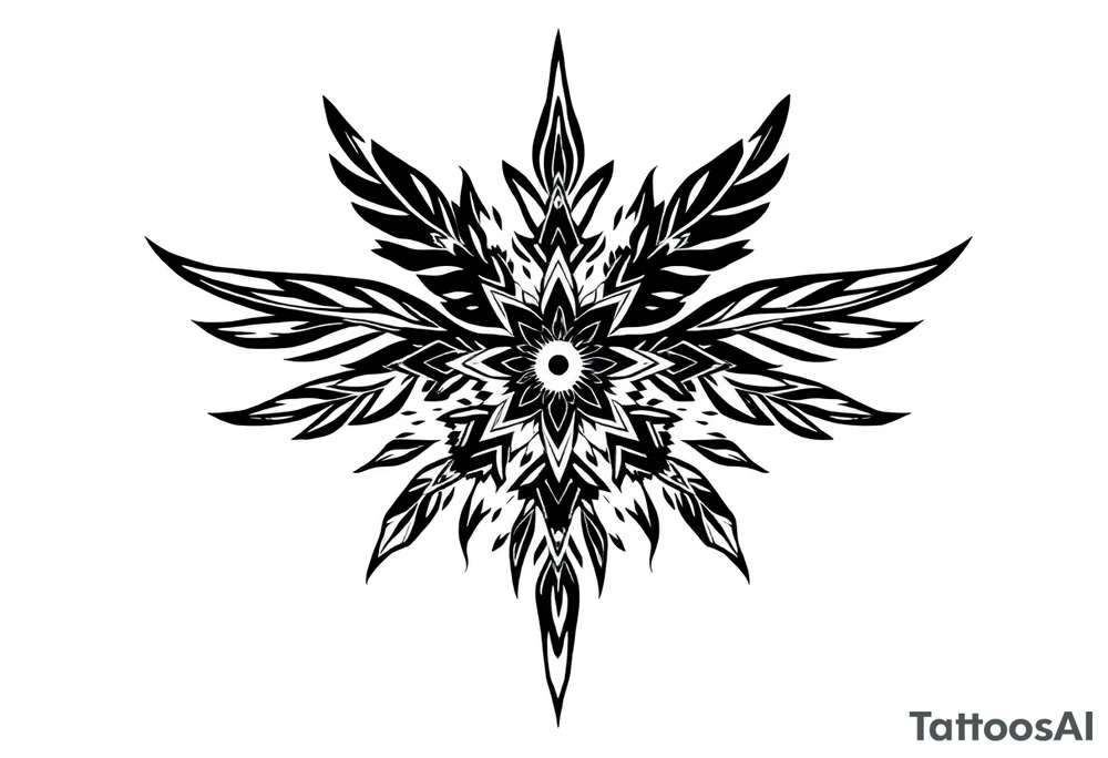 spiritual feather indian mandala shaman tattoo idea