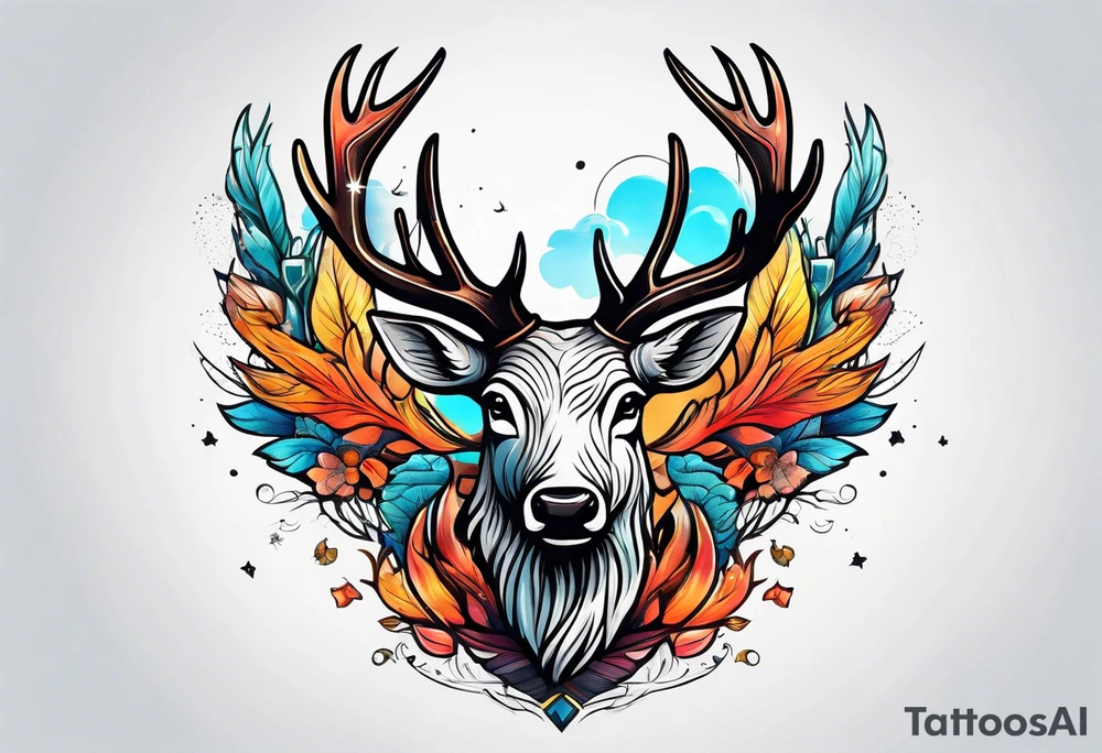 antlers flying away tattoo idea