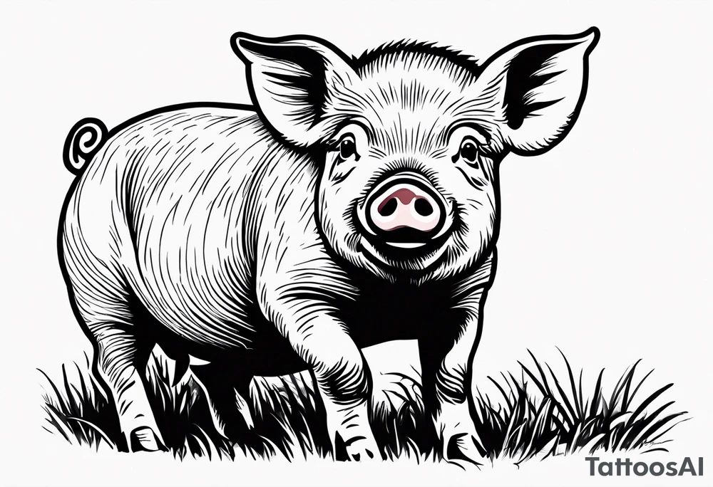 cute pig or piglet.
with text: "friends not food" tattoo idea cute pig or piglet.
with text: "friends not food" tattoo idea