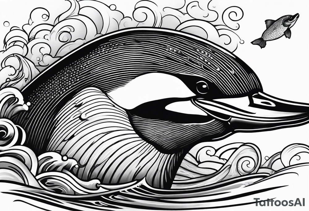 loon with walleye fish under it tattoo idea