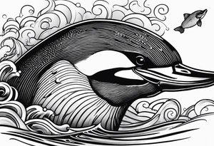 loon with walleye fish under it tattoo idea