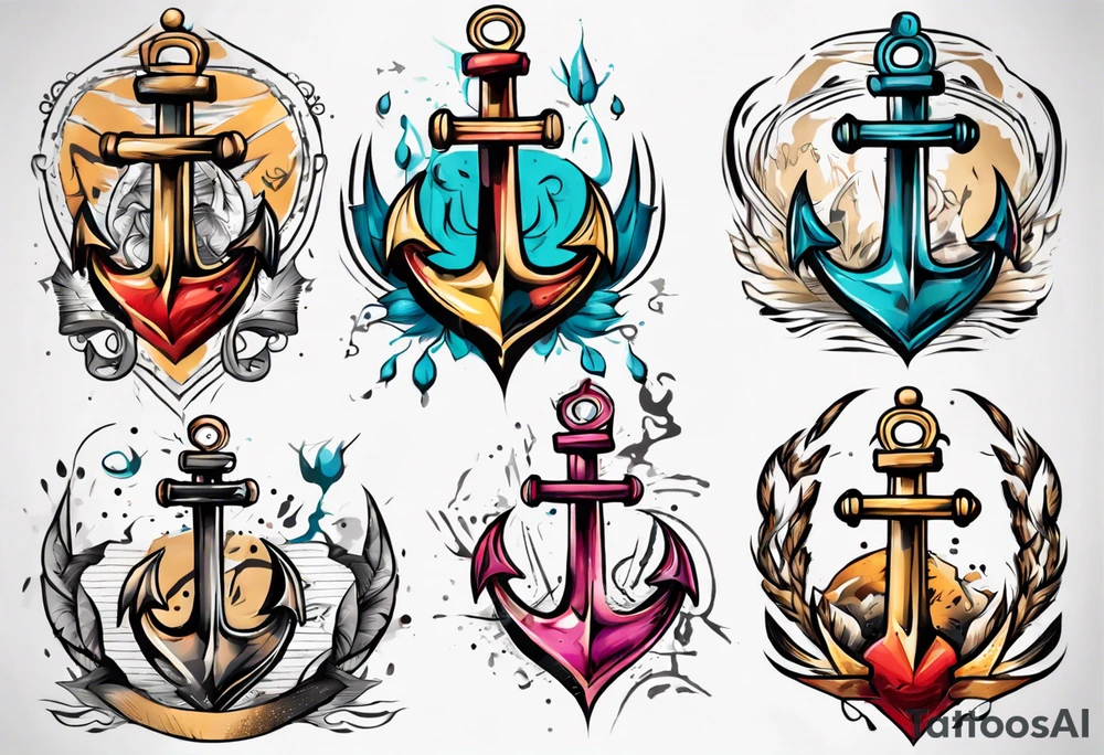 Anchor with a crown on top tattoo idea