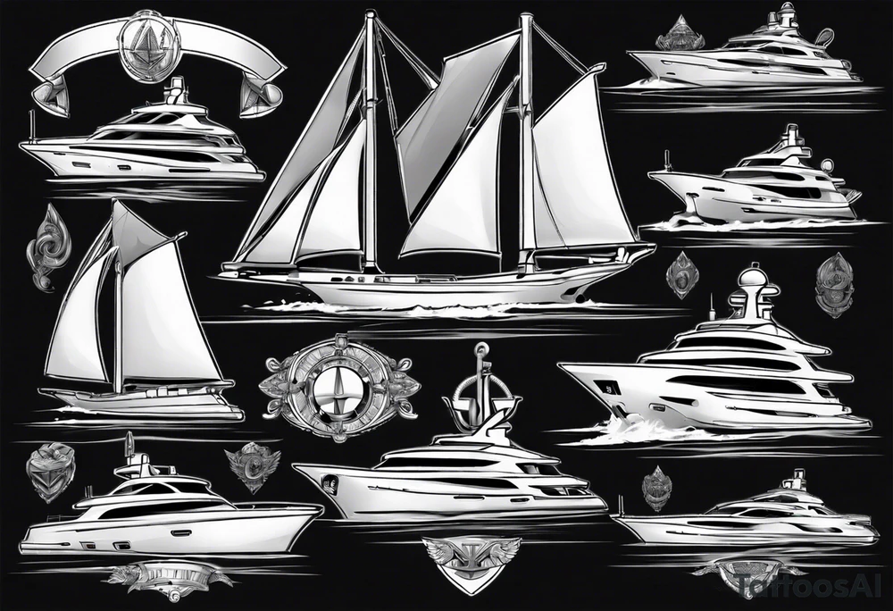 luxury yacht tattoo idea