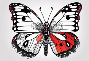 Half Butterfly and half ladybug tattoo idea