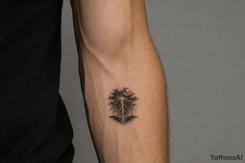 realistic lightning storm tattoo idea