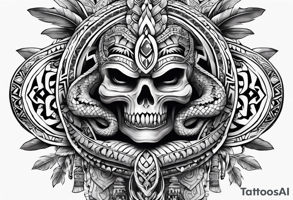 aztec snake sleeve tattoo idea