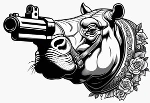 hippo shooting gun tattoo idea