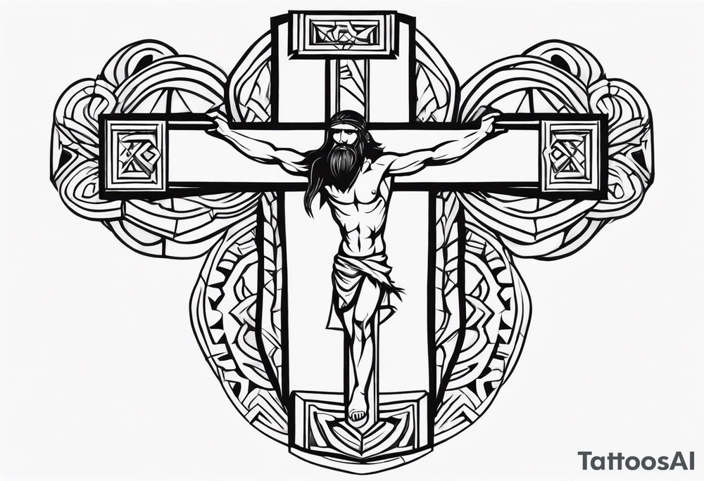 cross with caveman tattoo idea