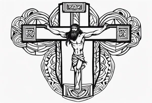 cross with caveman tattoo idea