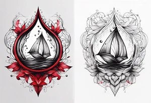 Deux main entrelacé par un fil rouge et une goutte d eau tattoo idea