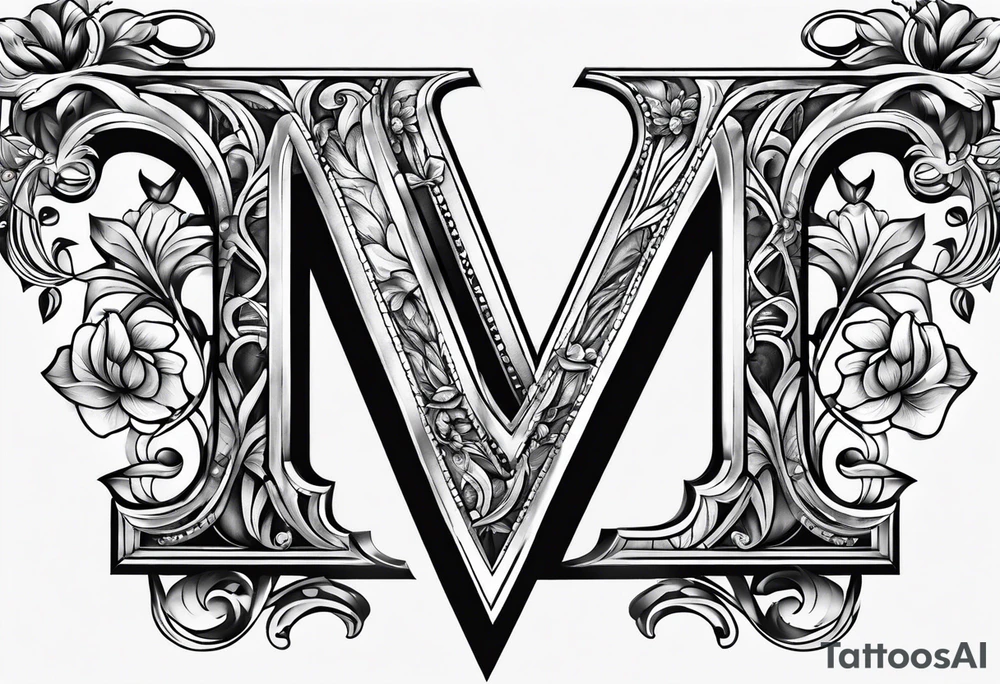 the letter M with the letter G hidden tattoo idea